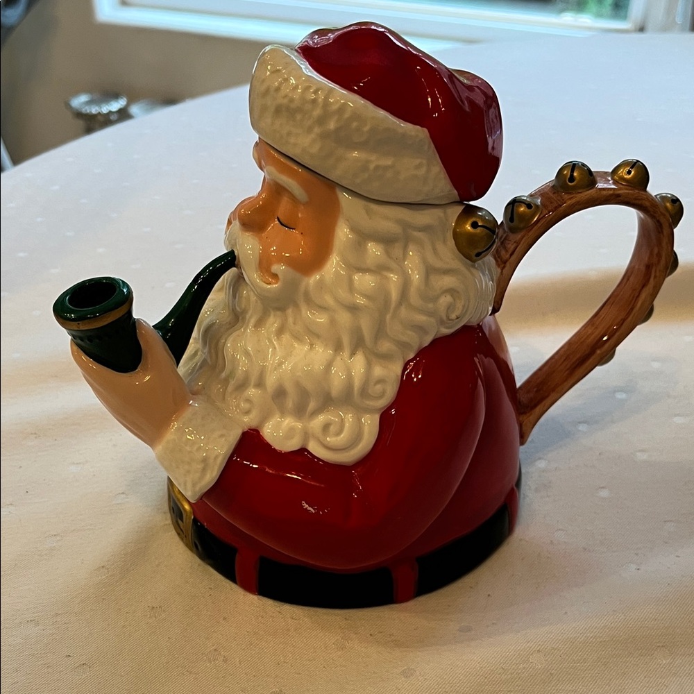 Department 56 Santa Claus Teapot - Red, White, Green, Brown